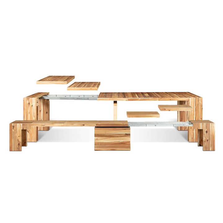 Transformer Extending Dining Table in Australian Acacia with One Bench