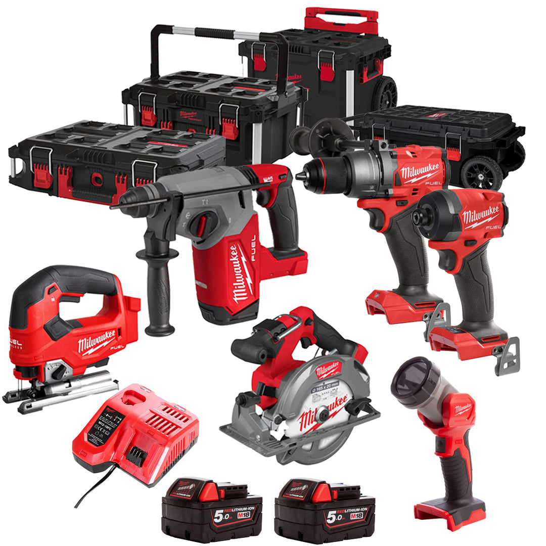 Milwaukee 18V 6 Piece Power Tool Kit with 2 x Batteries T4TKITM - 18505