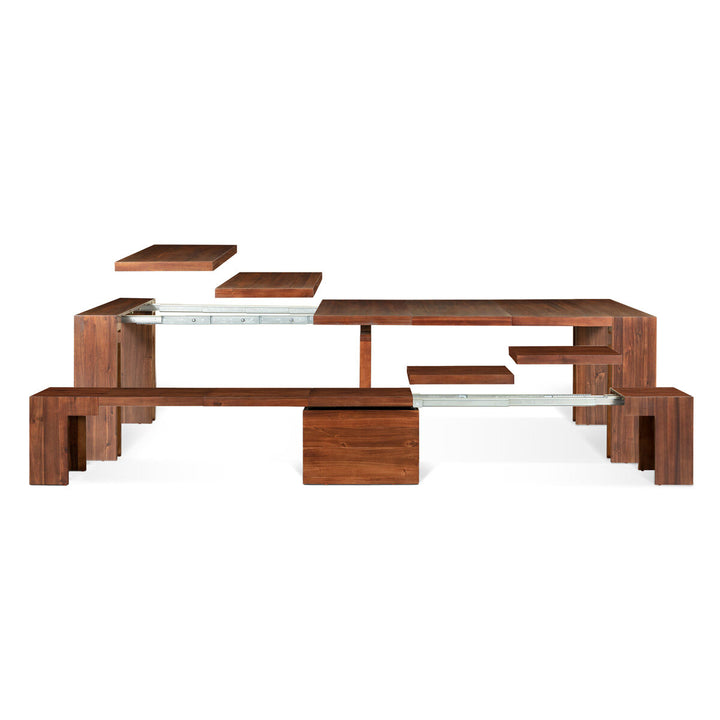 Transformer Extending Dining Table in American Mahogany with One Bench