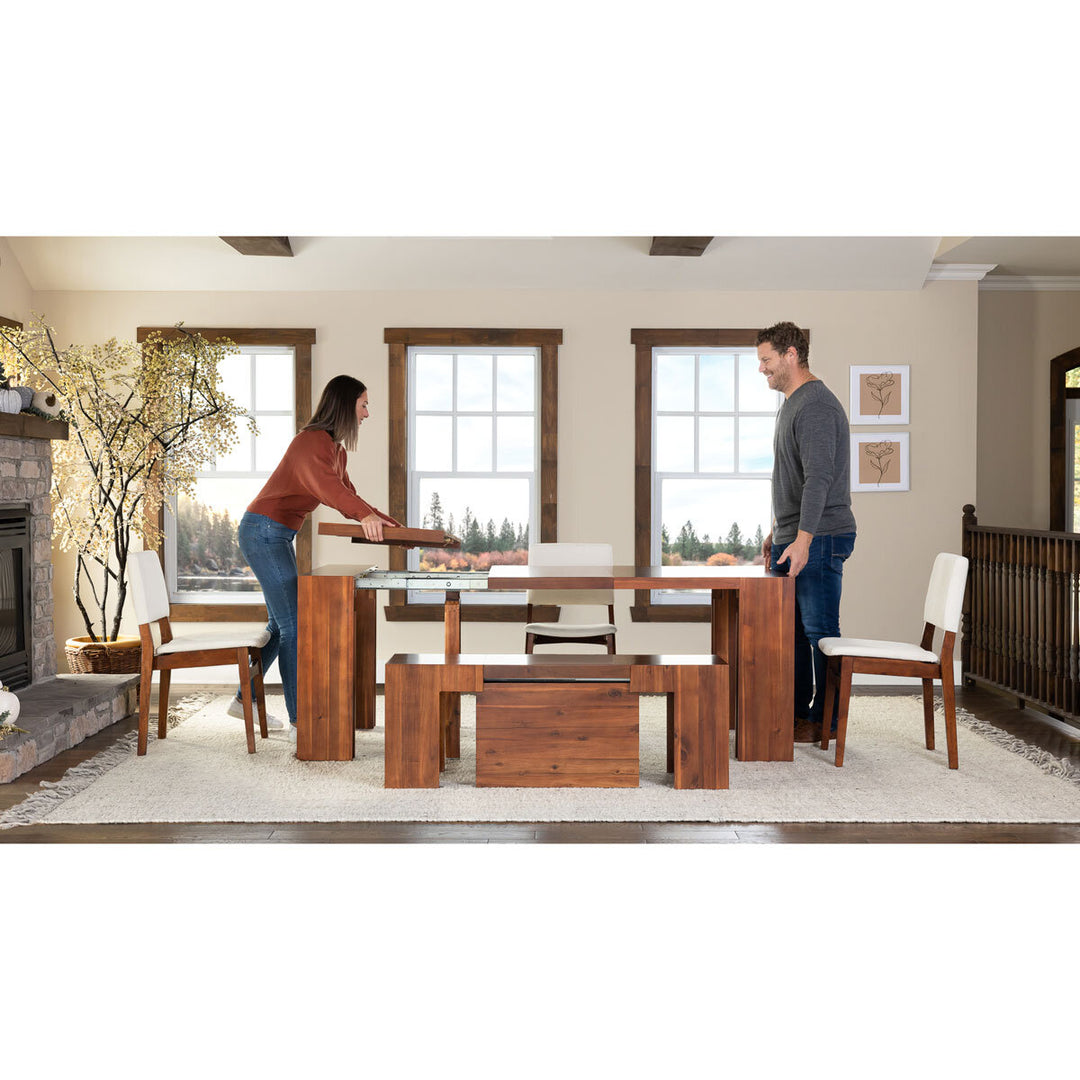 Transformer Extending Dining Table in American Mahogany with One Bench