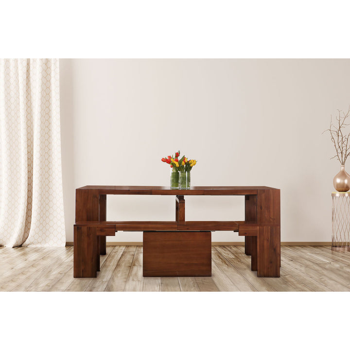 Transformer Extending Dining Table in American Mahogany with One Bench