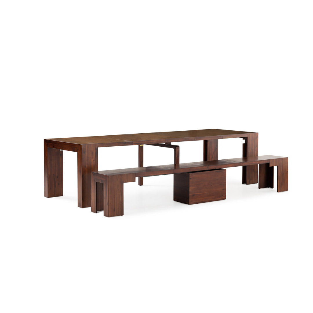 Transformer Extending Dining Table in American Mahogany with One Bench