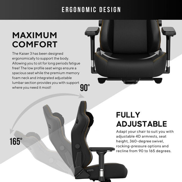 Anda seaT Kaiser Series 3 Large Gaming Chair, Black