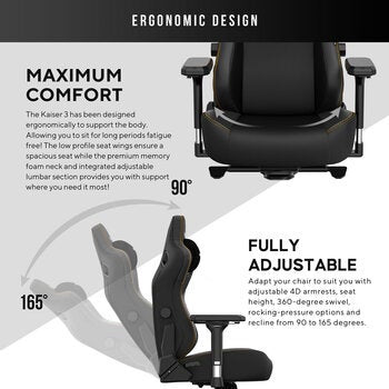 anda seaT Kaiser Series 3 Large Gaming Chair, Black