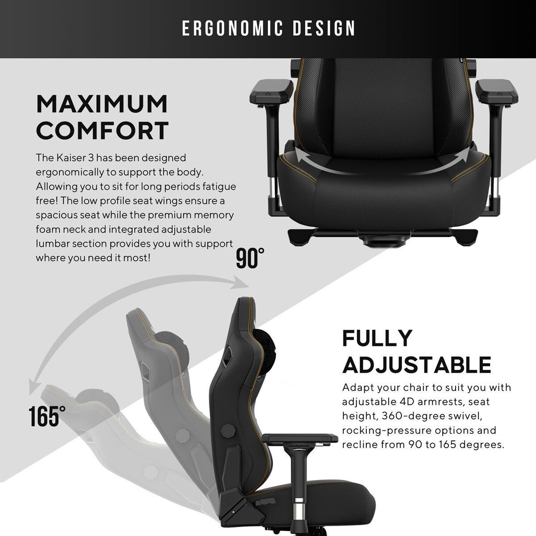 Anda seaT Kaiser Series 3 Large Gaming Chair, Black