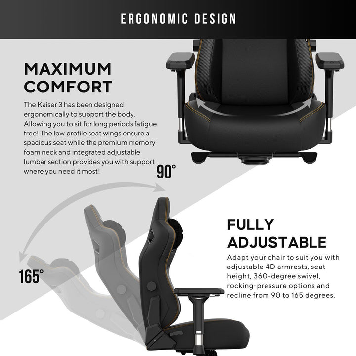 Anda seaT Kaiser Series 3 Large Gaming Chair, Black
