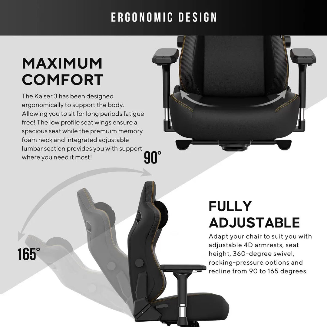 anda seaT Kaiser Series 3 Large Gaming Chair, Black