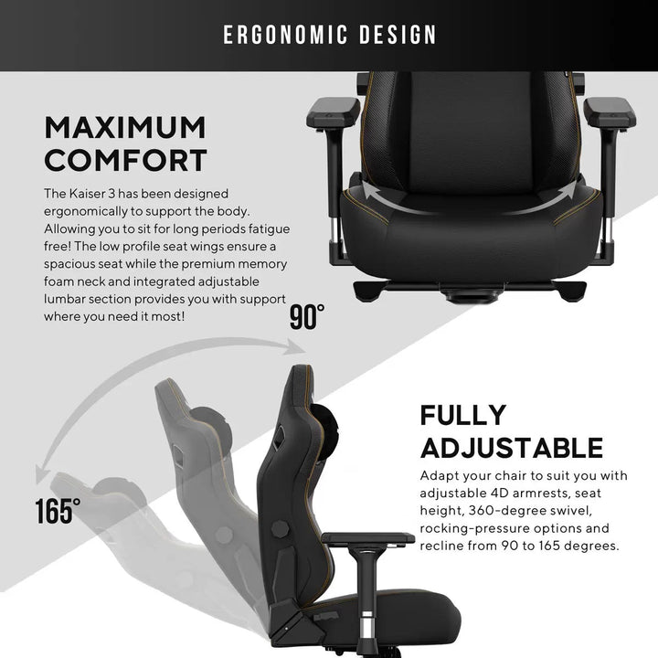 Anda seaT Kaiser Series 3 Large Gaming Chair, Black