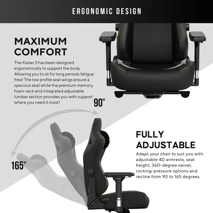 anda seaT Kaiser Series 3 Large Gaming Chair, Black