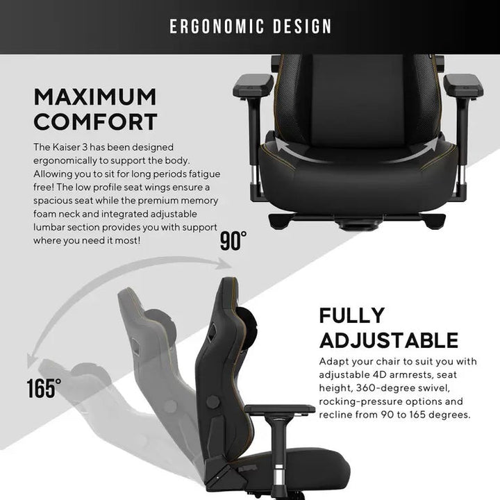 Anda seaT Kaiser Series 3 Large Gaming Chair, Black