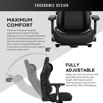 anda seaT Kaiser Series 3 Large Gaming Chair, Black
