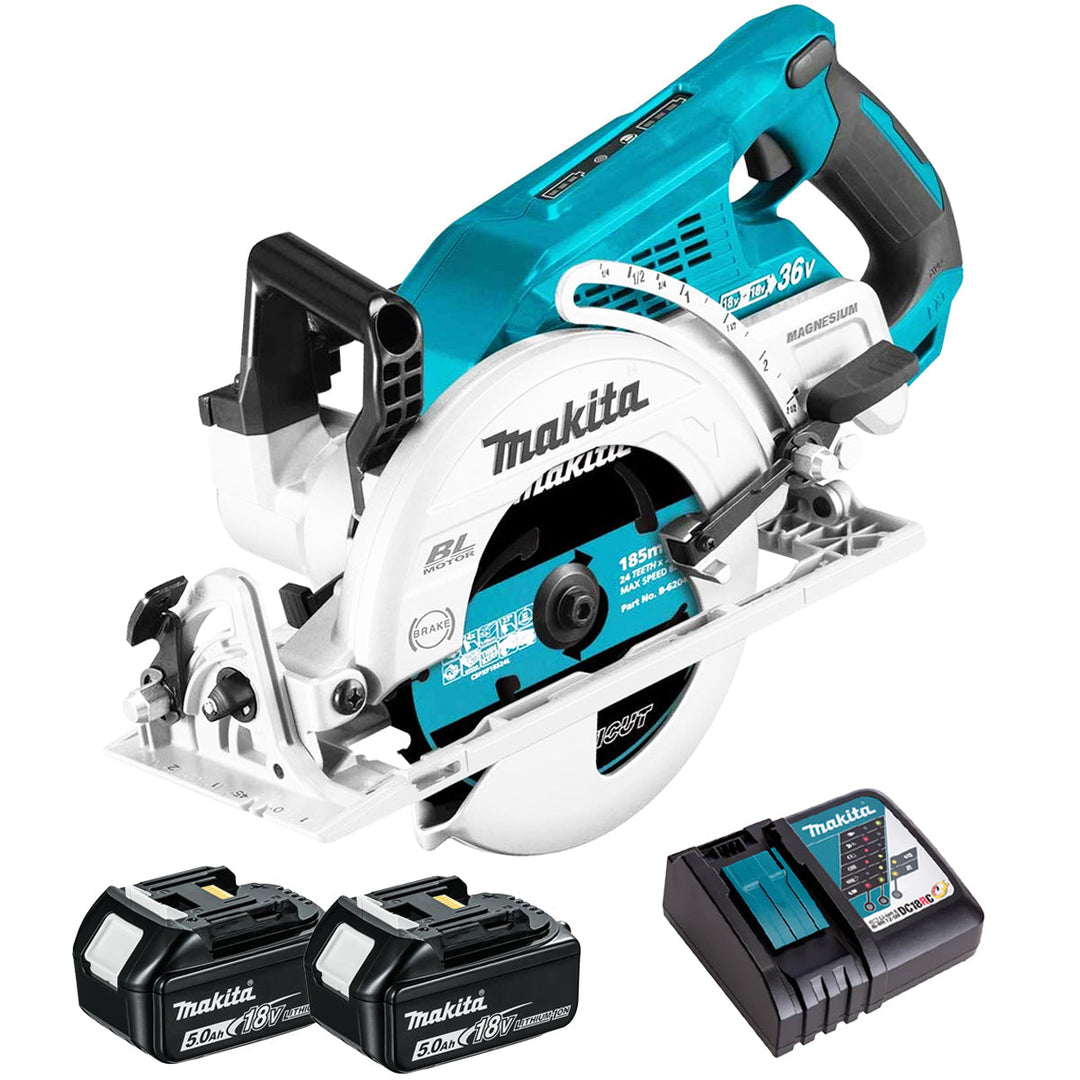 Makita DRS780Z 36V Brushless 185mm Circular Saw with 2 x 5.0Ah Battery &amp; Charger