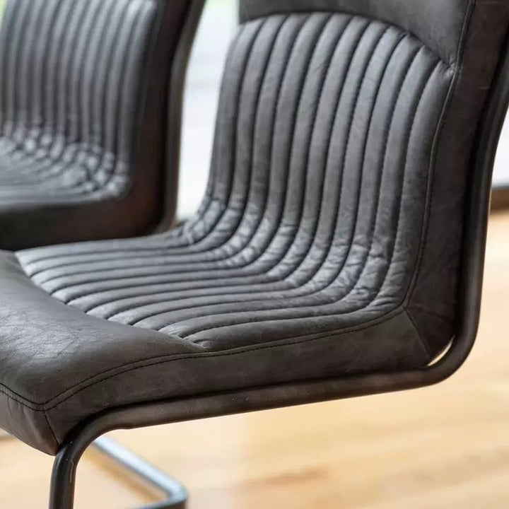 Gallery Capri Ebony Leather Cantilever Dining Chair