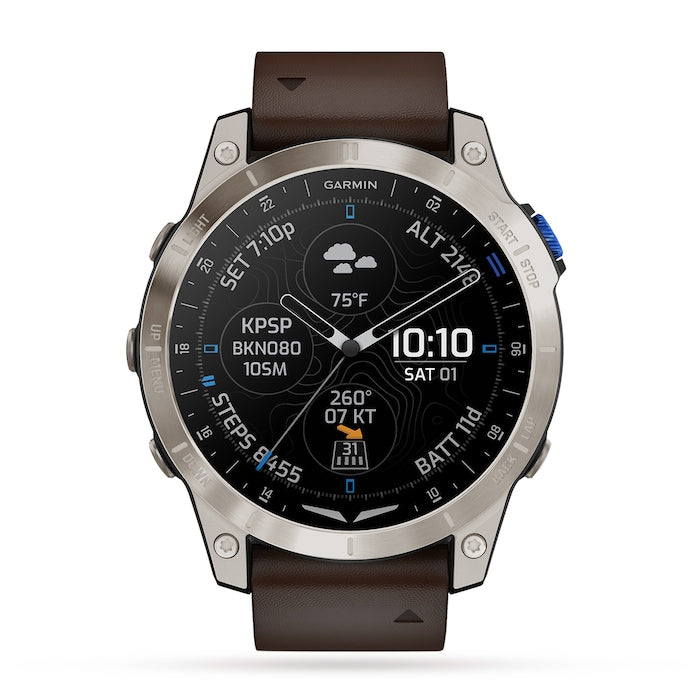 D2 Mach 1 Aviator Smartwatch 47mm Oxford Brown Leather Strap