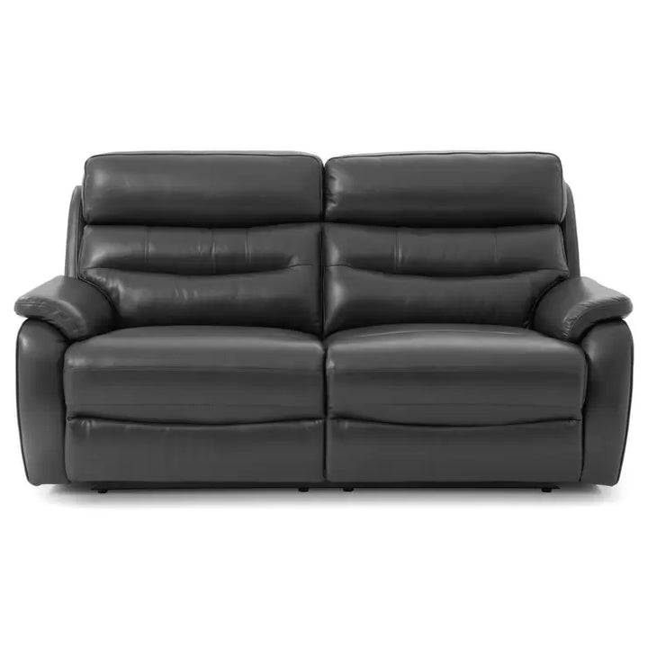 Fletcher Dark Grey Leather Power Reclining Large 2 Seater Sofa with Power Headrest