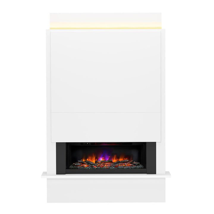 Flare Oxton Wall Mounted Chimney Breast Fireplace Suite in White, 2kW