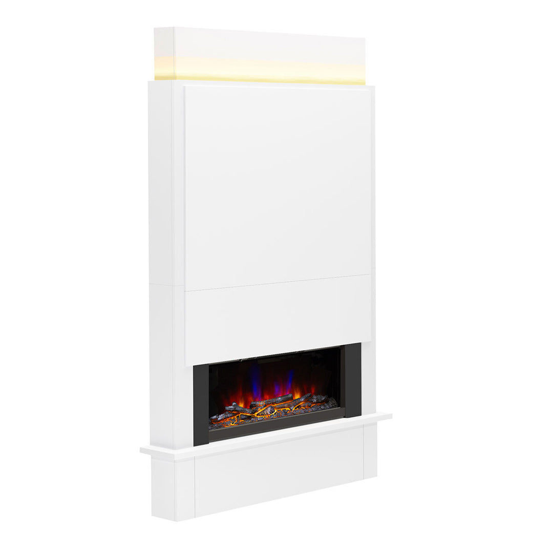 Flare Oxton Wall Mounted Chimney Breast Fireplace Suite in White, 2kW