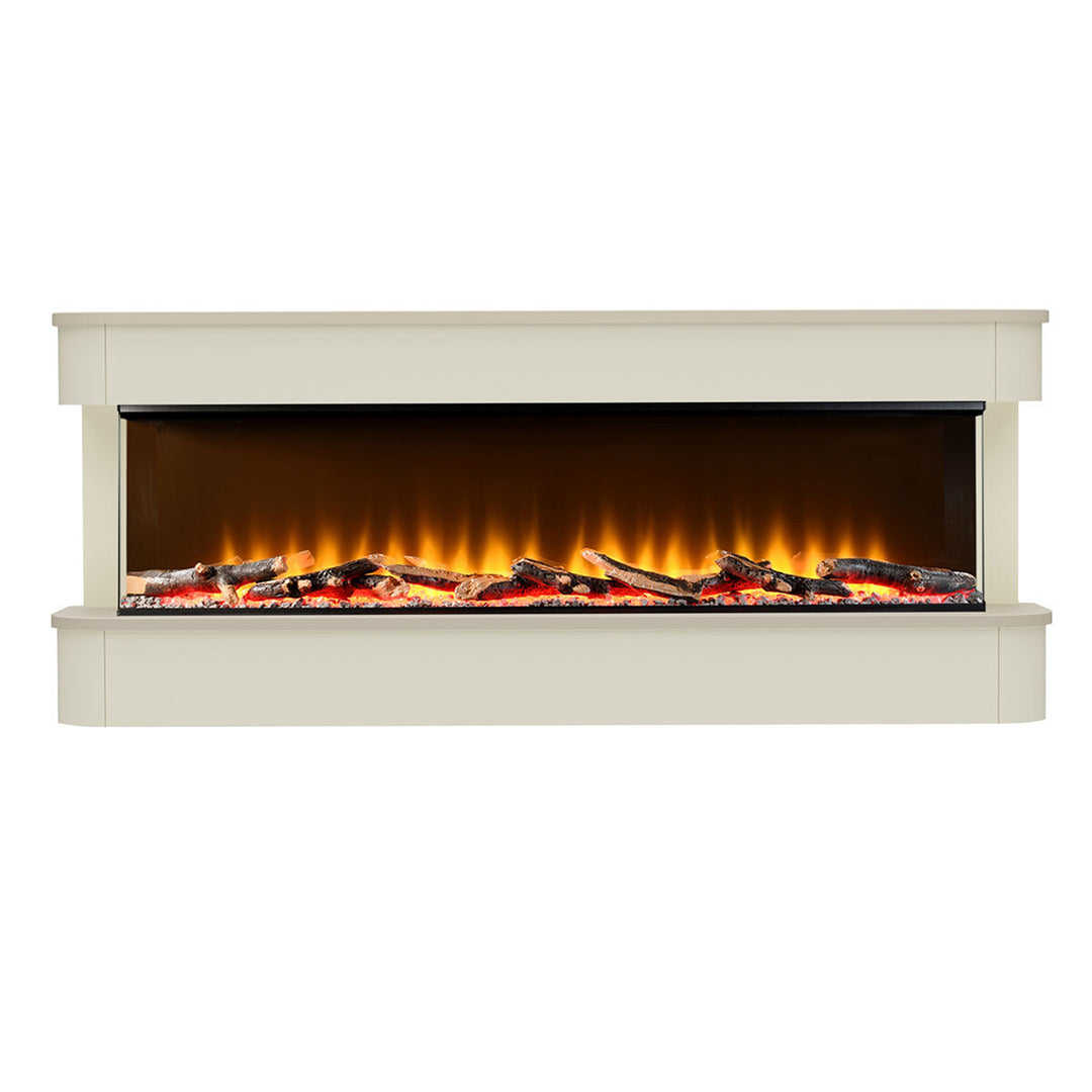 Flare Juliette 3-Sided Wall Mounted Electric Fireplace in Cream, 2kW