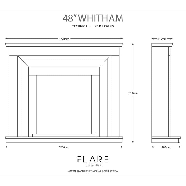 Flare Whitham Electric Fireplace Suite in White, 2kW
