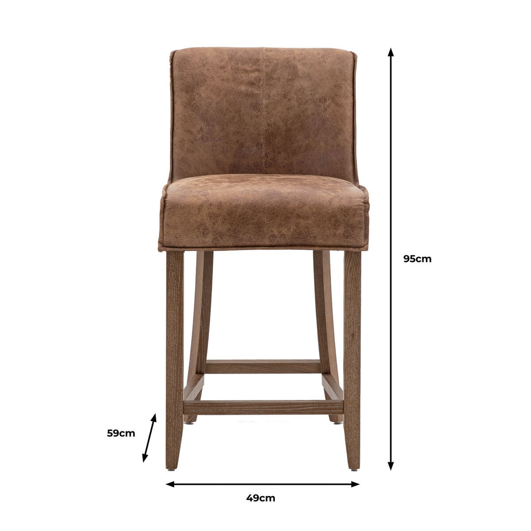 Gallery Tarnby Brown Leather Bar Stool, 2 Pack