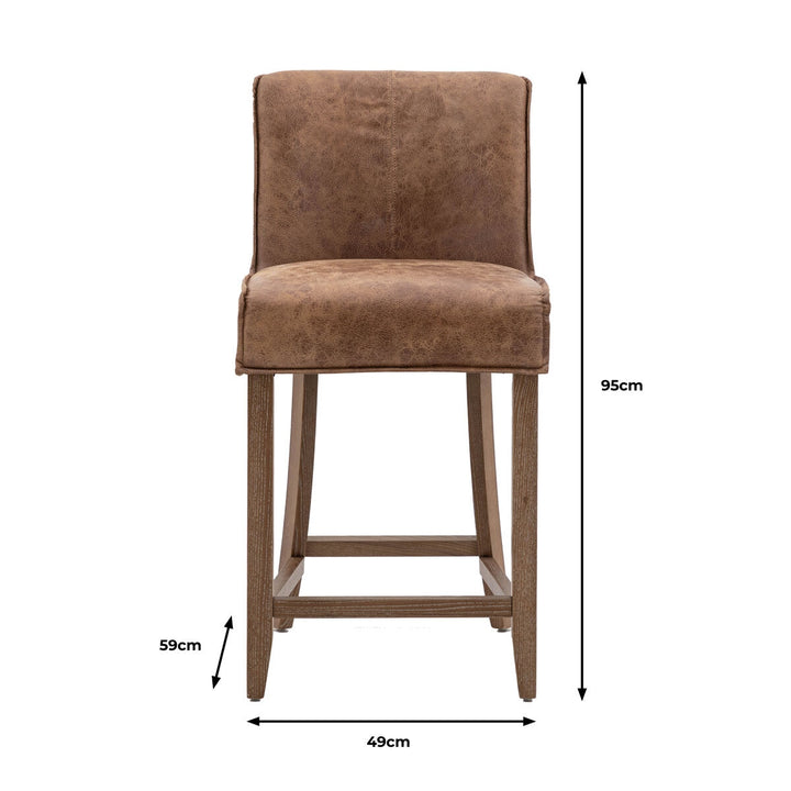 Gallery Tarnby Brown Leather Bar Stool, 2 Pack