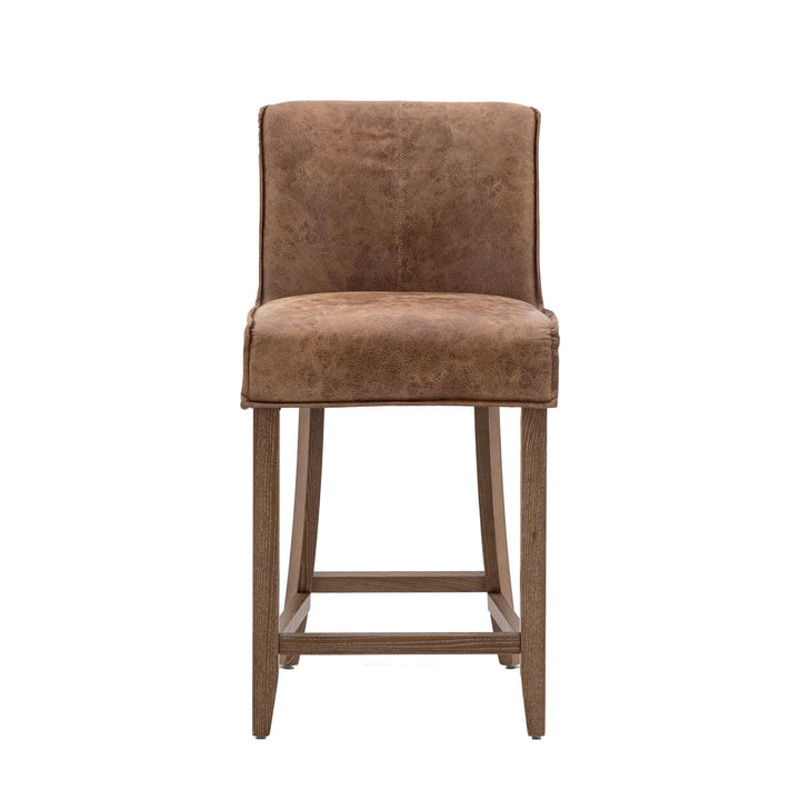 Gallery Tarnby Brown Leather Bar Stool, 2 Pack