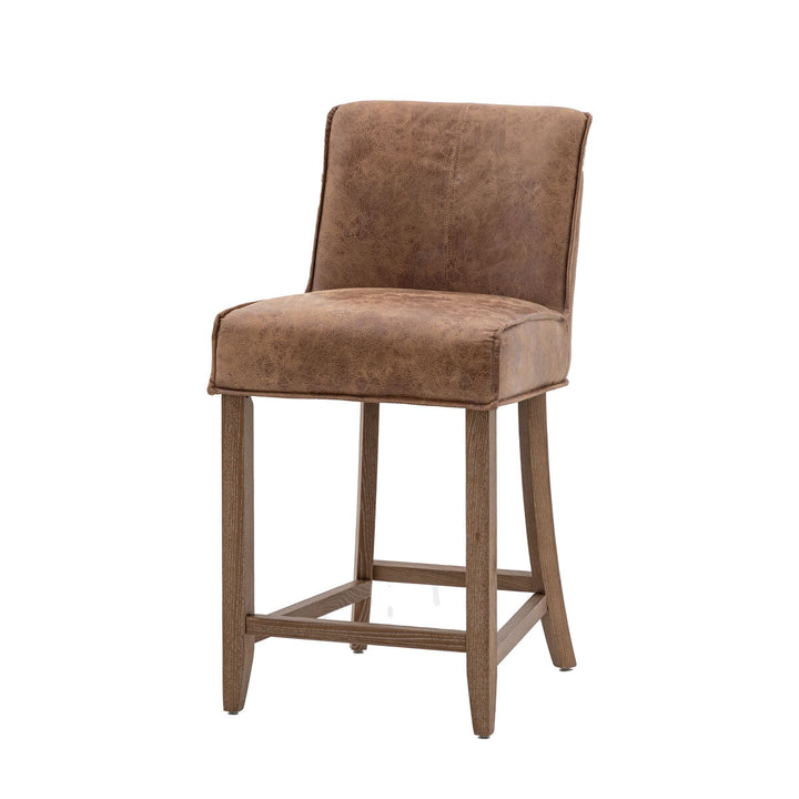 Gallery Tarnby Brown Leather Bar Stool, 2 Pack