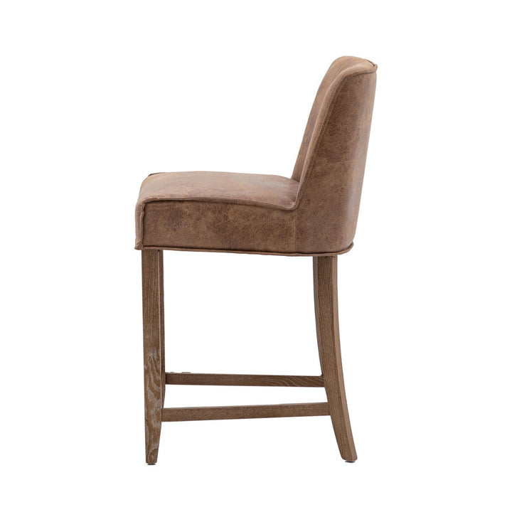 Gallery Tarnby Brown Leather Bar Stool, 2 Pack