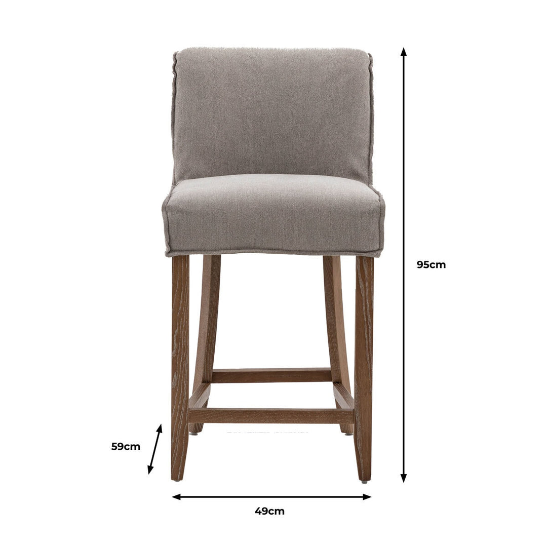 Gallery Tarnby Grey Linen Bar Stool, 2 Pack