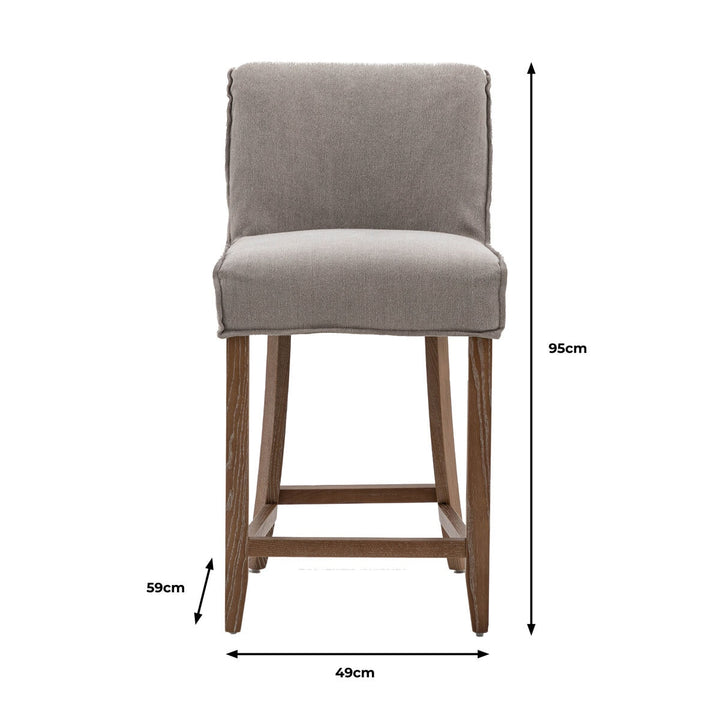 Gallery Tarnby Grey Linen Bar Stool, 2 Pack