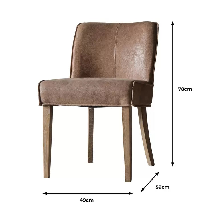 Gallery Tarnby Brown Leather Dining Chair, 2 Pack