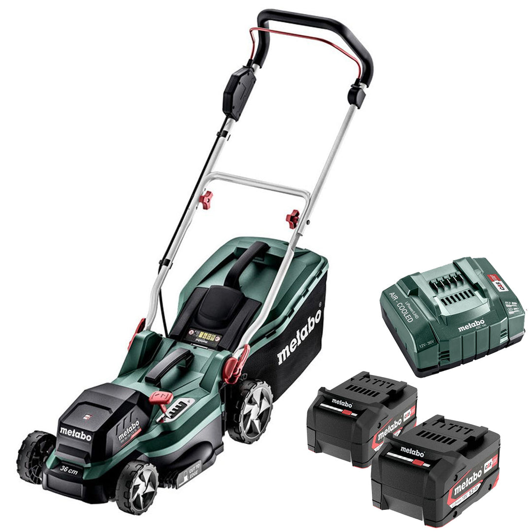 Metabo RM 36-18 LTX BL 36 36V Brushless Lawn Mower with 2 x 5.2Ah Battery & Charger
