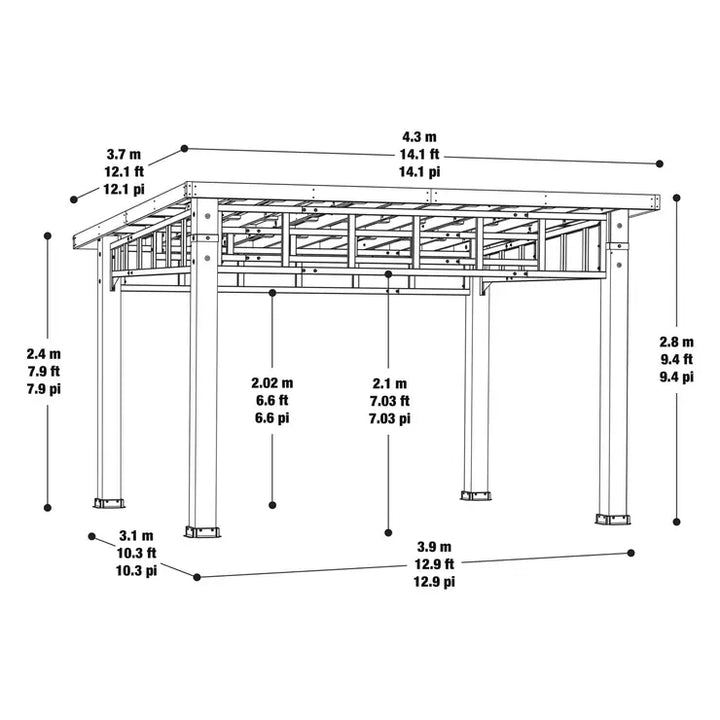 Yardistry 12ft x 14ft (3.7 x 4.3m) Contemporary Gazebo with Aluminium Flat Top Roof