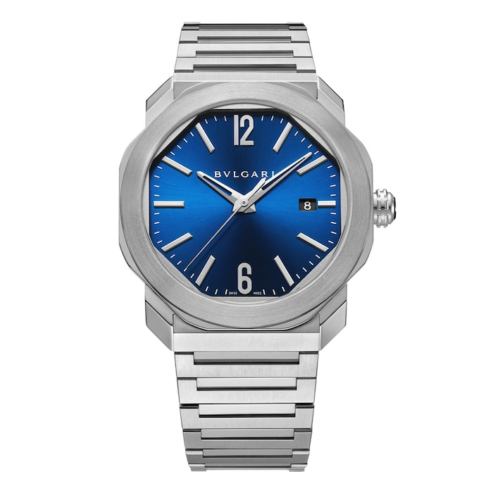 Stainless Steel Octo Roma 41mm Blue Dial Gents Watch