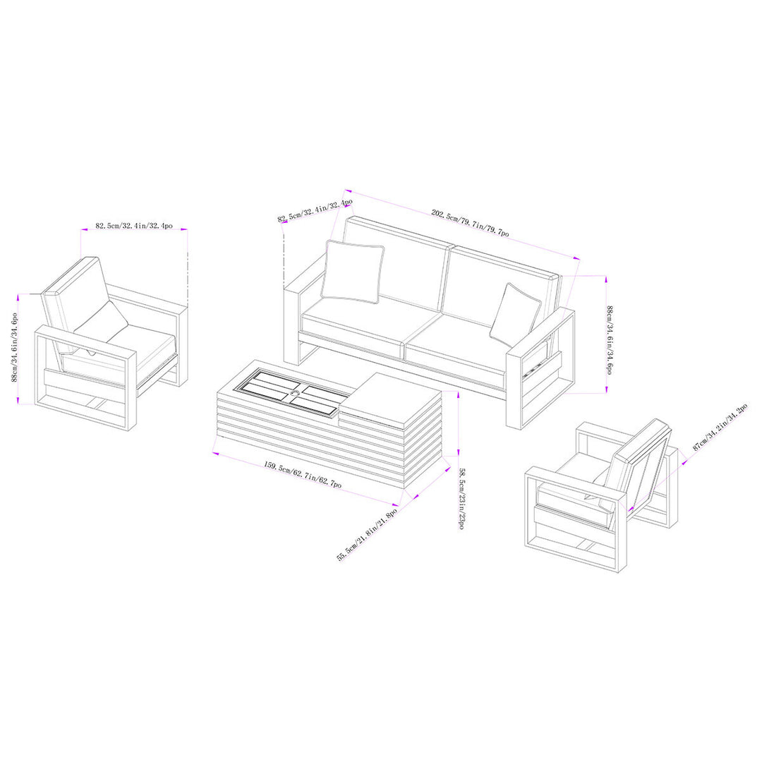 SunVilla Clifton 4 Piece Fire Deep Seating Set + Cover