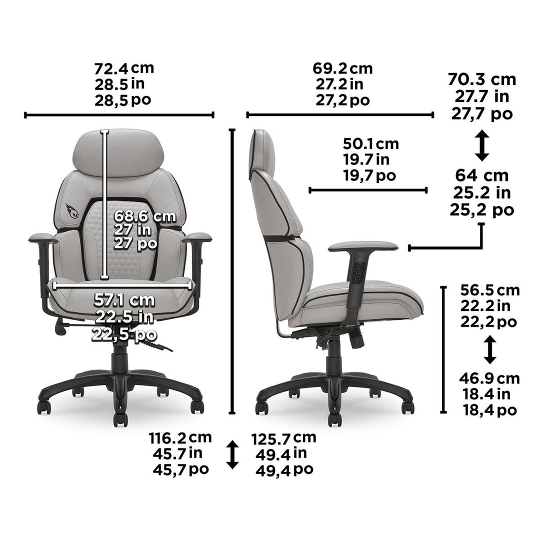 DPS® Centurion Gaming Office Chair with Adjustable Headrest, Grey