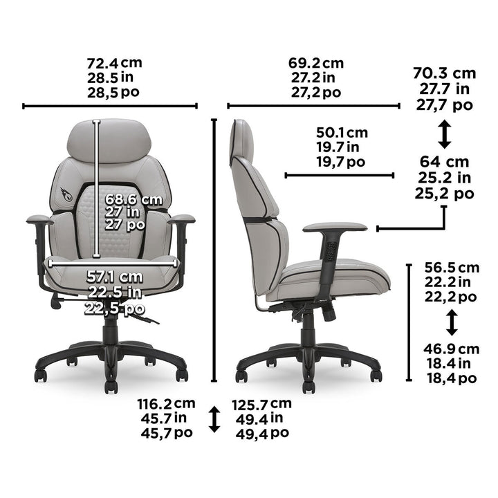 DPS® Centurion Gaming Office Chair with Adjustable Headrest, Grey