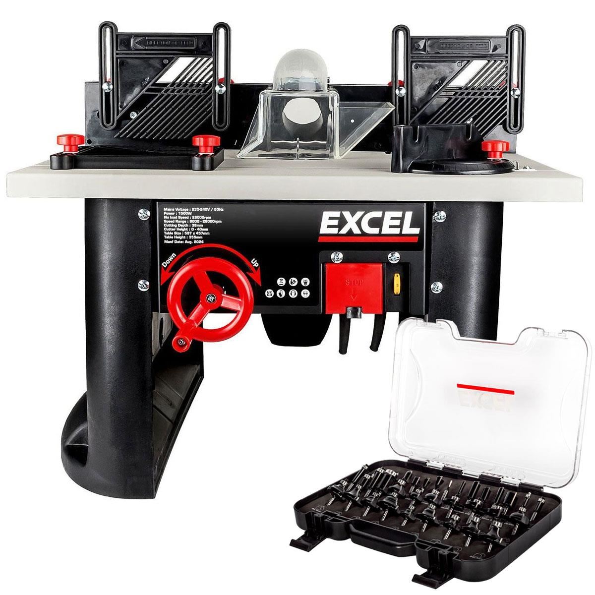 Excel Table Router Cutter 240V/1500W Black with 1/4in Shank Router Cut ...