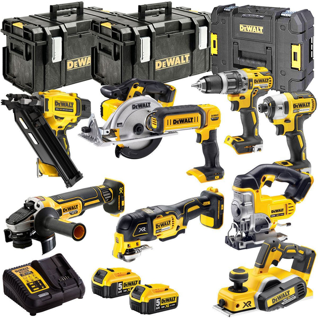 Dewalt 18V 9 Piece Power Tool Kit with 2 x 5.0Ah Batteries T4TKIT-878
