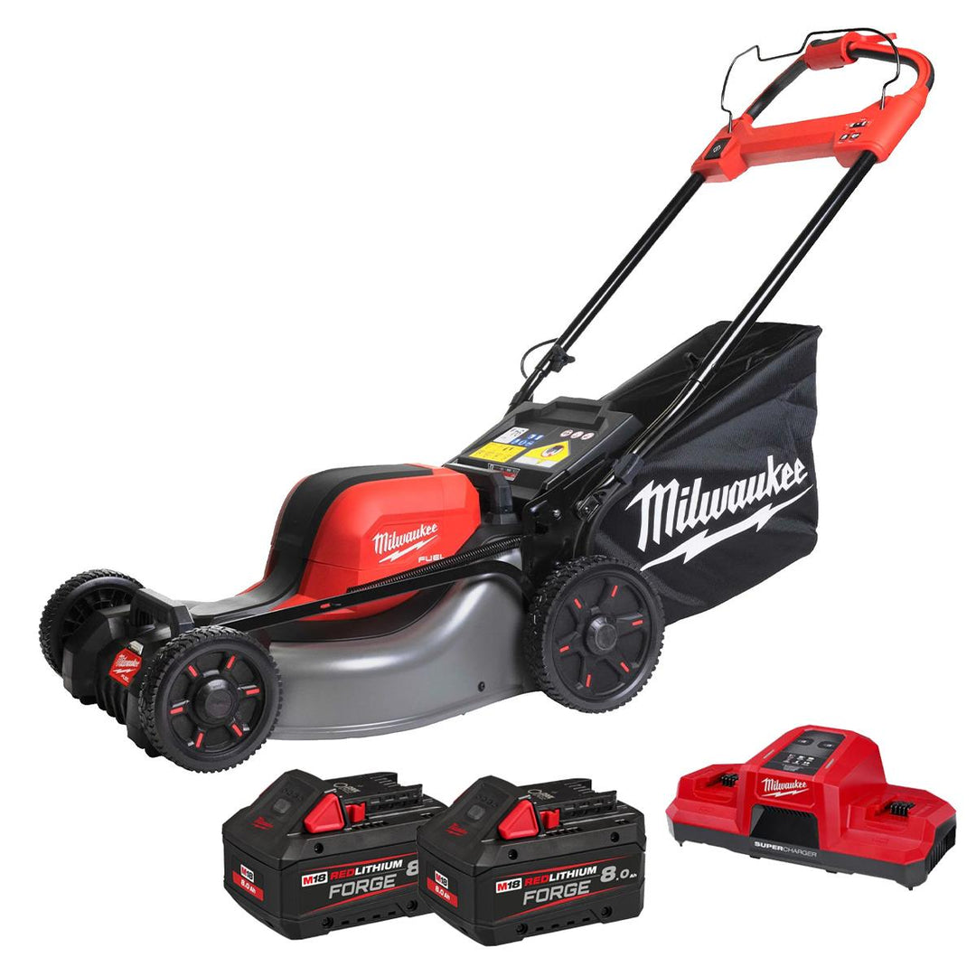 Milwaukee M18F2LM46-802 36V Fuel 46cm Brushless Self Propelled Lawn Mower with 2 x 8.0Ah Battery &amp; Dual Bay Super Charger 4933499216