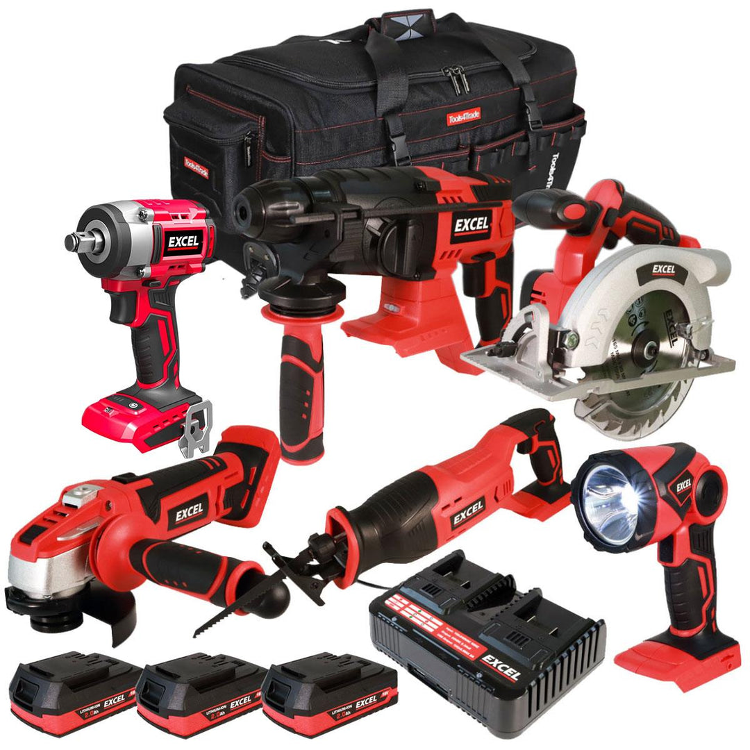 Excel 18V 6 Piece Combo Kit with 3 x 2.0Ah Battery & Charger EXLKIT-29309
