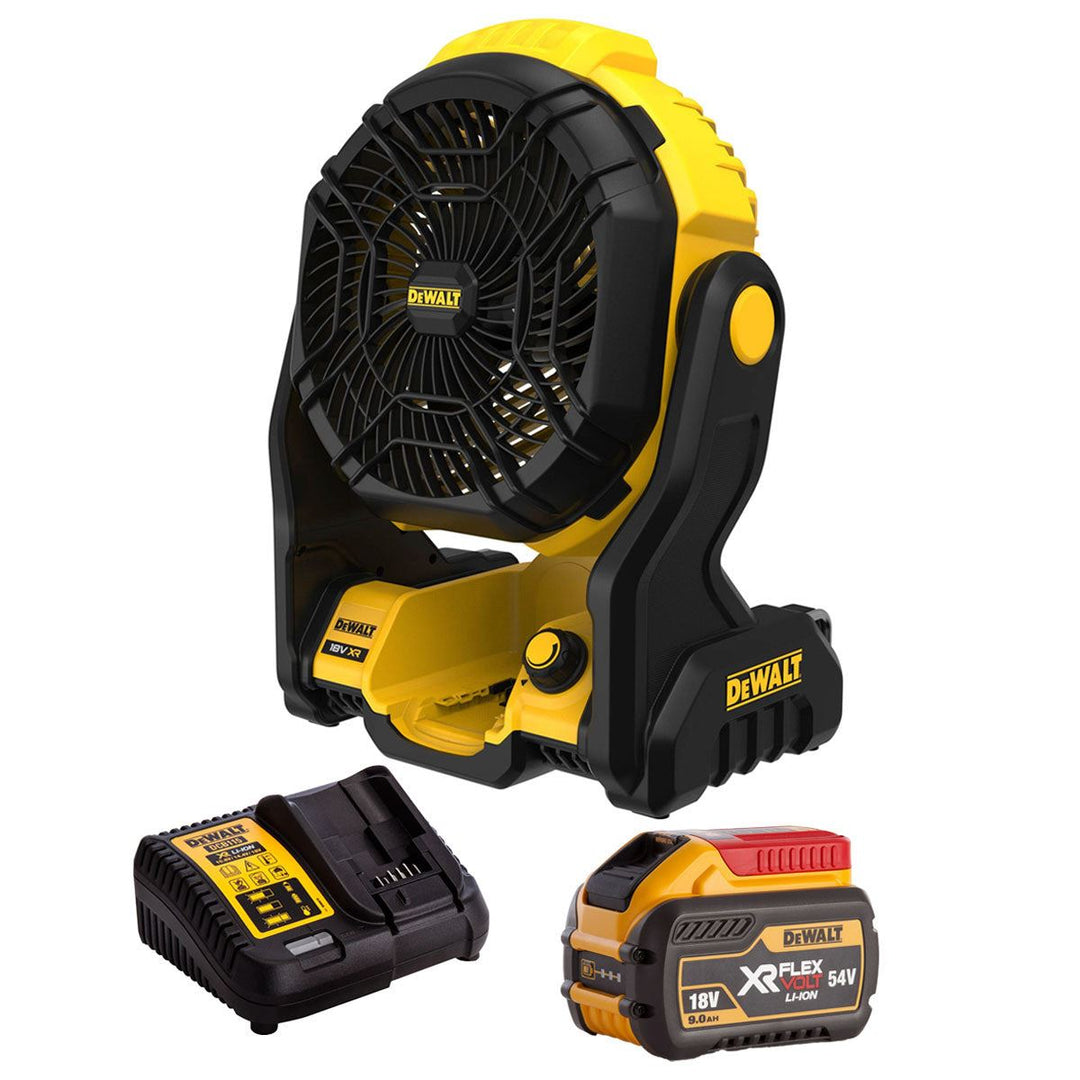 Dewalt DCE512N 18V XR Cordless Jobsite Fan with 1 x 9.0Ah Battery & Charger