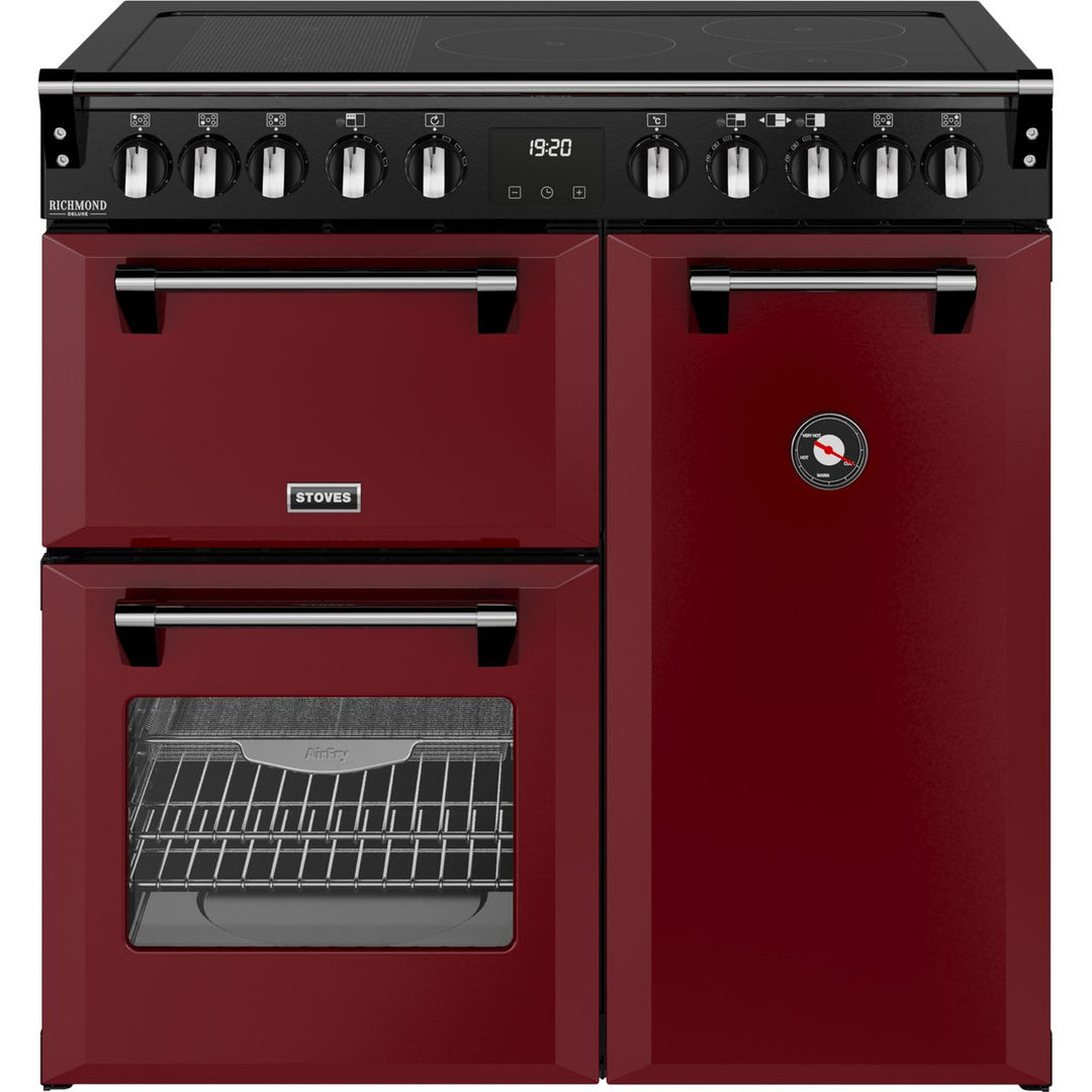 Stoves Richmond DX 90Ei 90cm wide Electric Range Cooker with Induction Hob - Garnet Red