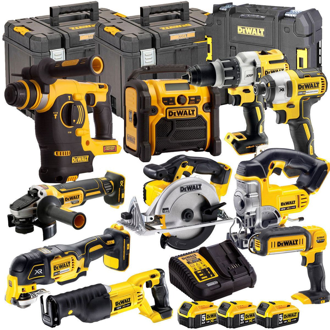 Dewalt 18V 10 Piece Cordless Power Tool Kit with 3 x 5.0Ah Batteries T4TKIT-831