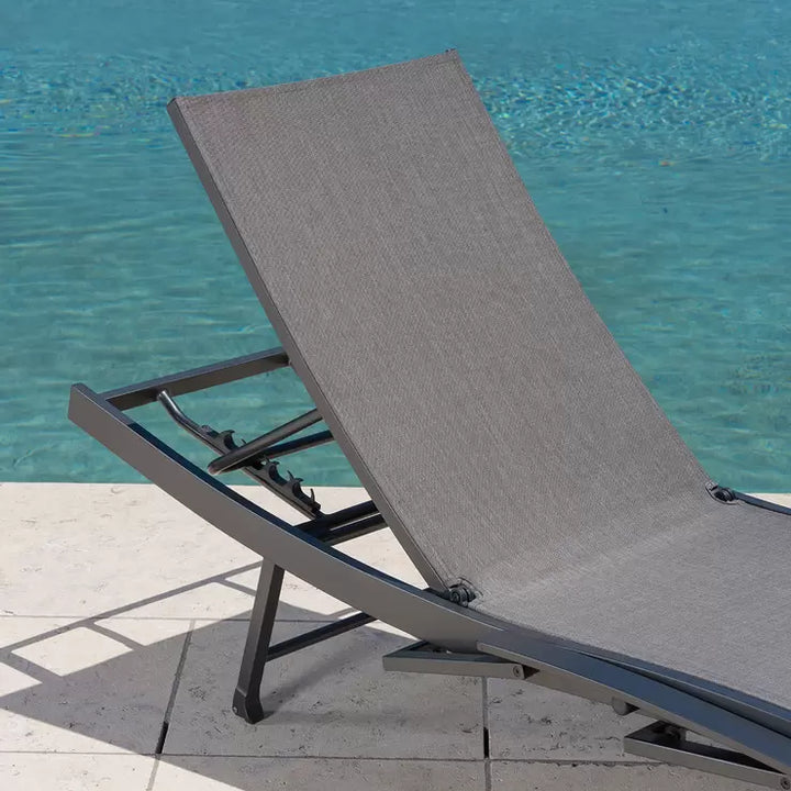 SunVilla Sling Wave Sun Lounger with Folding Arms - Set of 2