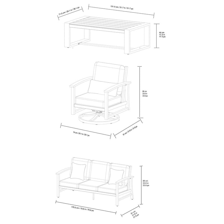 SunVilla Wills 4 Piece Deep Seating Set + Cover