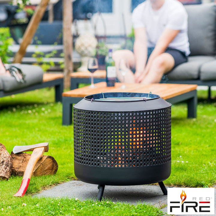 RedFire Midland Wood Burning Fire Basket + BBQ Grill