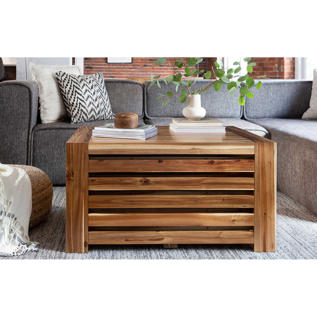 Transformer Extending Dining Table in Australian Acacia with One Bench and Coffee Table