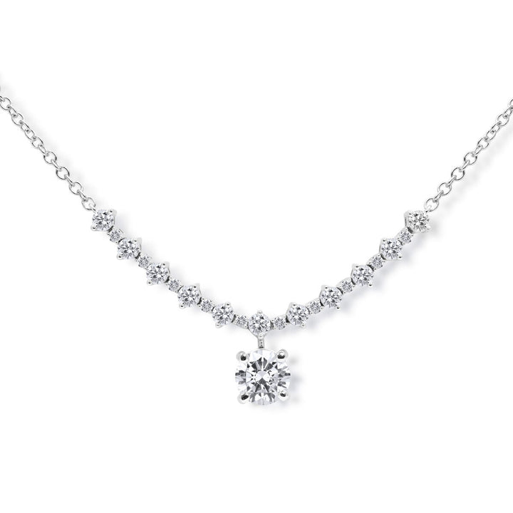 1.62ctw Round Brilliant Cut Diamond Drop Necklace, 18ct White Gold