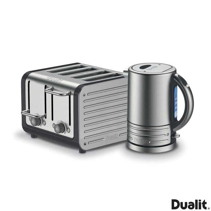 Dualit Architect 1.5L Kettle & 4 Slot Toaster Set in Midnight Grey Brushed